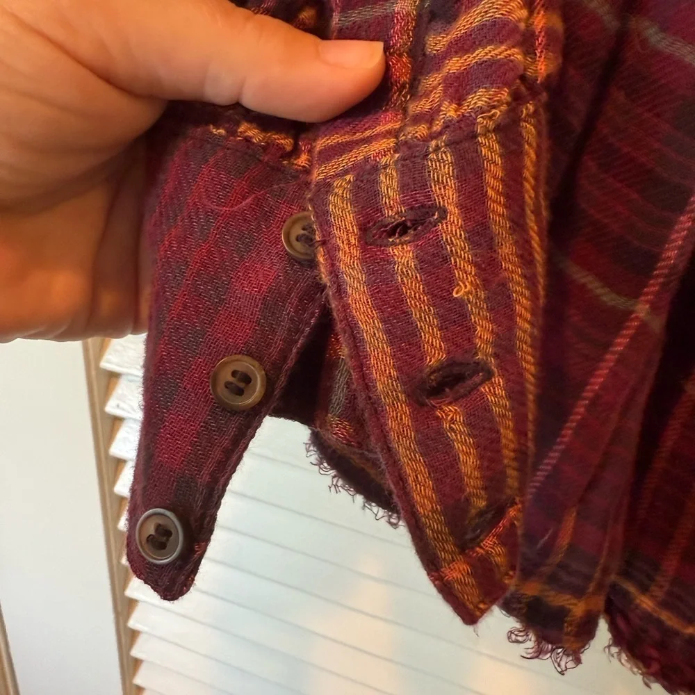 Free People Come On Over Plaid Button Down Top in Size XS